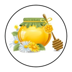 30 Pretty Honey Jar and flowers Envelope Seals Labels Stickers 1.5″ Round