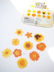 Q-Lia Japanese Gold Foil Flowers Stickers/Pack of 40/ Yellow