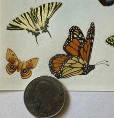 NATURAL BUTTERFLIES Stickers (14pc)Earth tone•Bugs•Wings•Flying •Card Making•