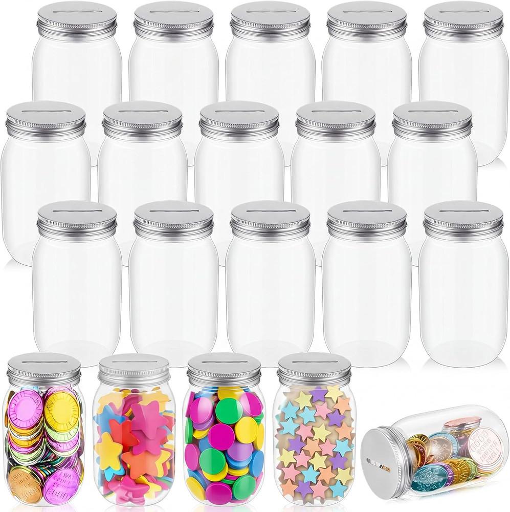 6 Pcs Coin Jars for Behavior Tokens Bulk Plastic Reward Jars for Kids Token Clas
