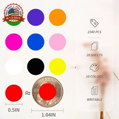 2340 PCS Colored Dot Stickers 1/2″ Color Round Circle Stickers Colored Coding La