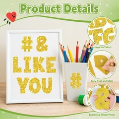128 Pcs Large Letter Stickers Glitter, 12 Sheets 2.5 Inch Bulletin Board Lett…