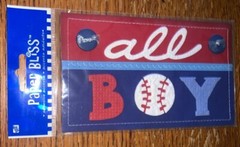 Paper Bliss ALL BOY Title Framed Button Baseball Sport Toddler Scrapbook sticker