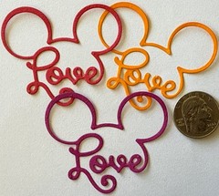 I LOVE MICKEY Die-Cut Set(4pc) Disney•Cartoon•Mouse•Head •Valentine•Card Making•