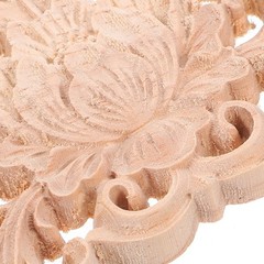 2Pcs Unpainted Wooden Carving Applique for Home Decor and Furniture Onlay