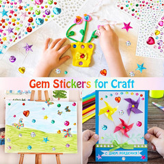 1296 Pcs Gem Stickers Rhinestones for Crafts, Sparkling Cute Star Heart round Sm