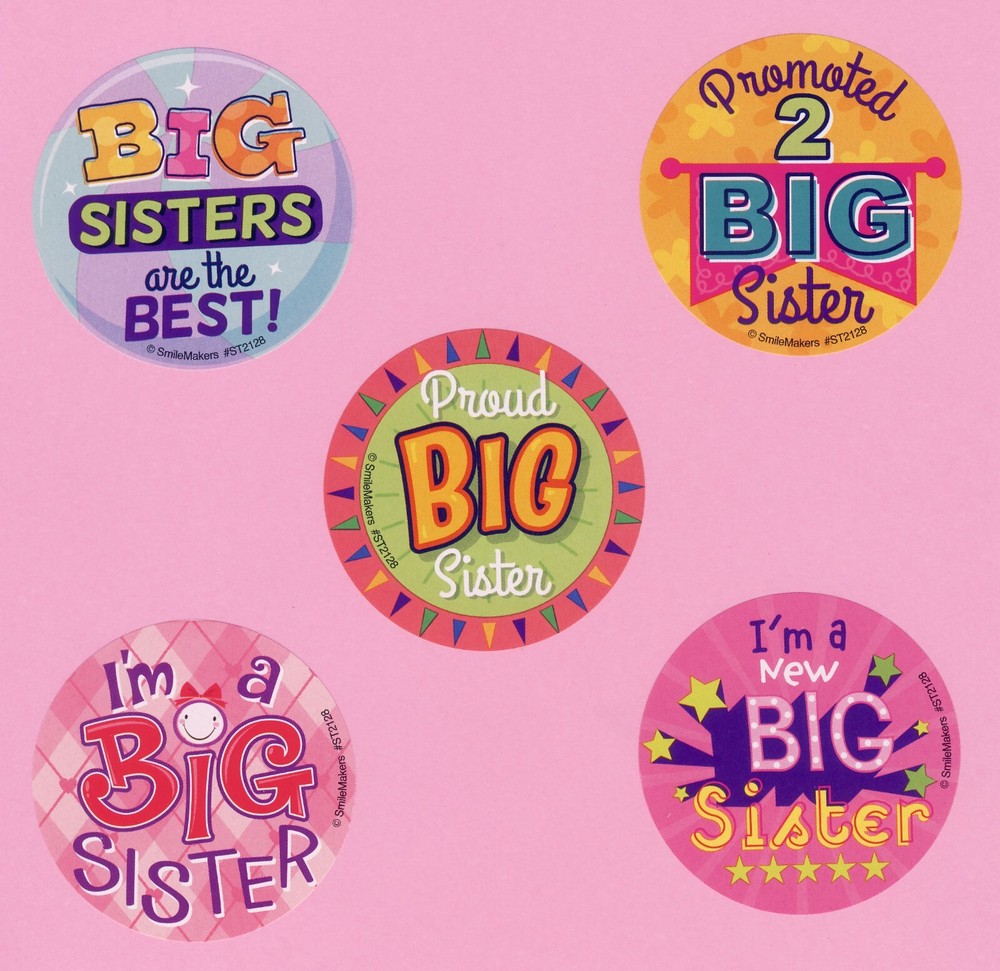 10 Big Sister – Large Stickers – Party Favors – Rewards