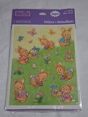 Vintage Pack of Heartline Hallmark Easter Stickers Bunnies with Baskets