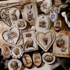 Easter Rub On Transfers for Wood & Paper Spring Floral Bunny Decal Stickers