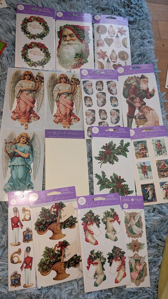 Vintage Gifted Line Stickers John Grossman Lot Christmas Victorian Lot 12 Packs