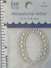 Letter O Rhinestone Sticker 1.5″ Clear Silver Glitter Scrapbook Monogram Bling