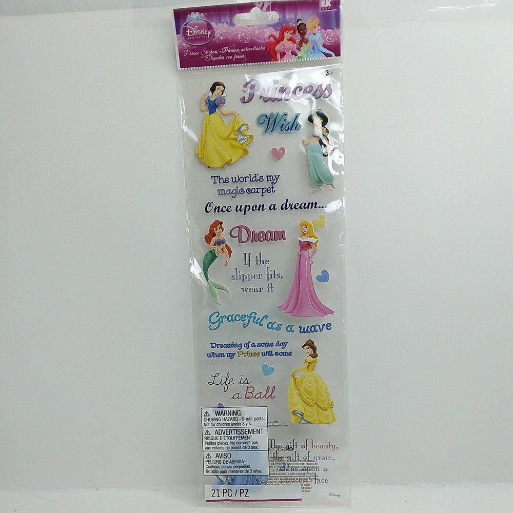 EK Success-Disney Princess Phrases-21 Stickers-Brand New-Cinderella,Belle, etc.