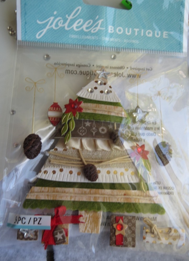 Jolee’s Boutique Christmas Tree Sticker ~ Plus rhinestone & trim ~ 5 piece Lot