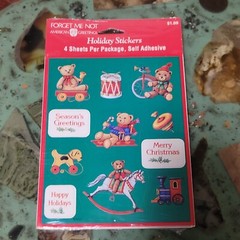 VTG 1980s American Greetings Christmas Stickers Cute Animals Toys 4 Sheets NOS