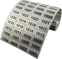 Waterproof Self-Adhesive Inventory Stickers 1001-2000 Silver Finish, 1000 Labels