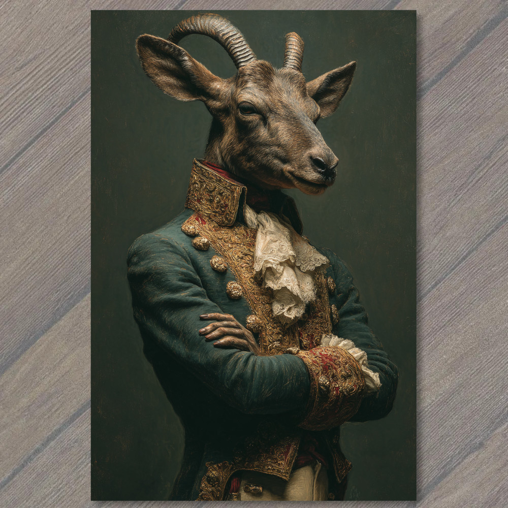 STICKER Aristocrat Goat Noble Portrait Regal Uniform Whimsy