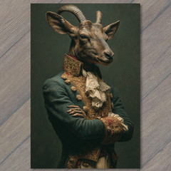 STICKER Aristocrat Goat Noble Portrait Regal Uniform Whimsy
