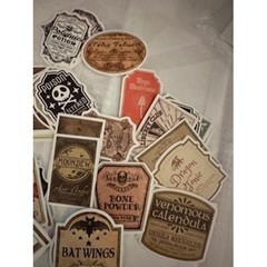 50PCS Vintage Apothecary Potion Label Stickers Gothic Witchy Halloween Decals