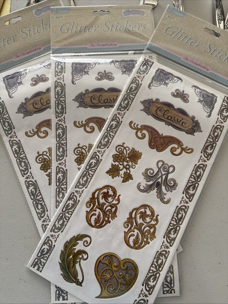 Colorifics Glitter Stickers for scrapbooking or crafts 3 Packages W 2 Sheets