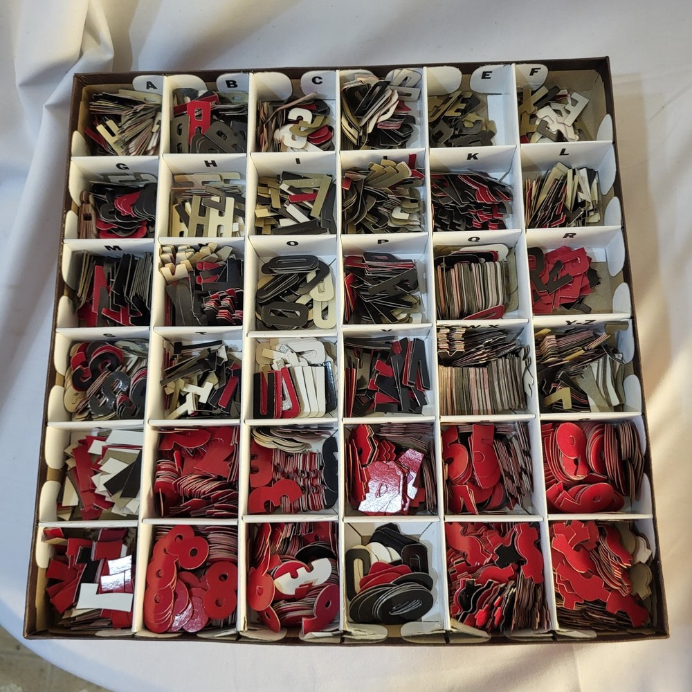 3 Trays of Red Die-Cut Letters and Numbers & Case For Sign Making