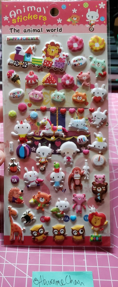 Shan Le Kawaii Puffy Sticker sheet carousel animals cute