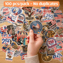 (100pcs) 250th Anniversary USA Sticker, USA Patriotic 4th of July Stickers 1776–