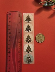 20 CHRISTMAS TREE STICKERS HOLIDAY TREE STICKERS ENVELOPE SEALS LABELS