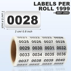 Durable Waterproof Number Stickers – Self-Adhesive 2000 Pack for Indoor/Outdoor