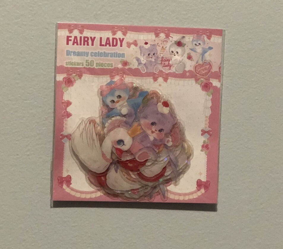 Kawaii Japan Fairy Lady Cute Animal Sticker Sack Flake Sticker 52 Vintage Htf