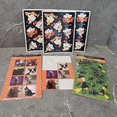 Lot Vintage Hallmark AGC Stickers Sticker Sheets Halloween Ghost Dogs Bat Witch