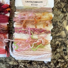 Fiber Art Yarn Journal Scrapbook Mixed Media Destash Mixed lot 5 cards