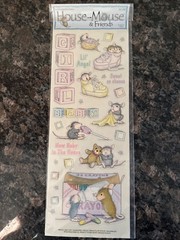 Vintage House Mouse & Friends Sticker Sheet Stickers New Baby Girl 2004