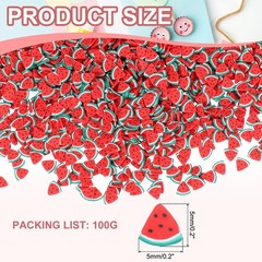 Polymer Clay Slices, 100g Watermelon Triangle Slice Fruit Art Slices, Red