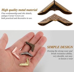 80 Pcs Metal Book Corner Protector, 4 Colors Vintage Iron Book Corner Protect…