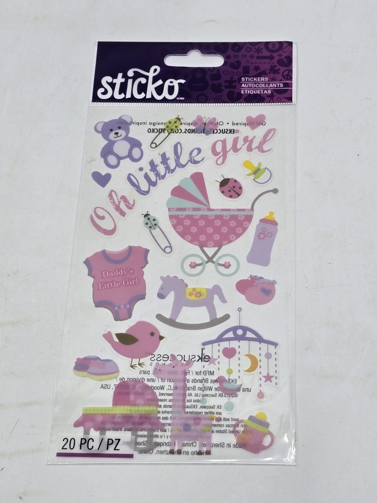 Our Little Girl Scrapbook Stickers Baby Newborn Pink 20 PC NEW (Baby shower!)
