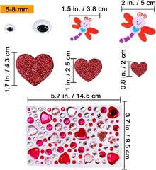 Winlyn Assorted Valentine’s Day Stickers Embellishments Craft Smile Face Heart C