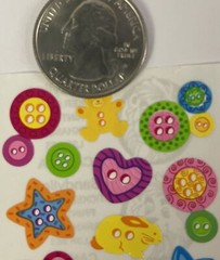 BABY BUTTONS Sticker(12pc) Sandylion•Star•Teddybear•Heart •Round•Sewing•2/4 hole