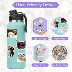 Vibrant Cat Stickers Set – 100 Piece Waterproof Vinyl Stickers for Everyone