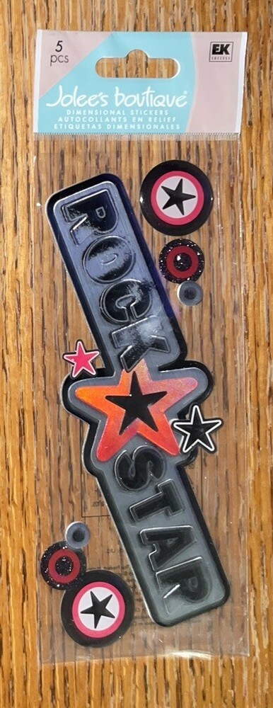 RARE Jolees ROCK STAR Title Music Instruments Guitar Band 3D Scrapbook Stickers