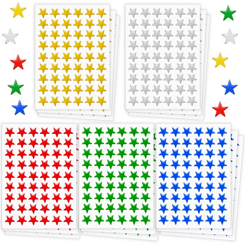 1200 Pack Multicolor Star Stickers for Behavior Chart Student Planner School