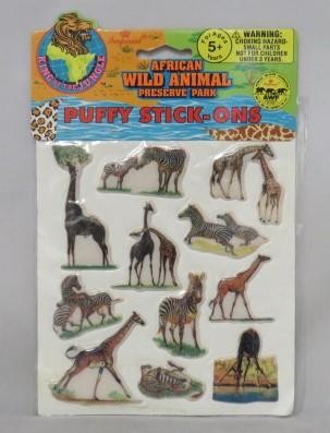 Imperial 1993 – African Wild Animal Zebra/Giraffe – Puffy Stick-Ons Set (SEALED)