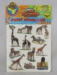 Imperial 1993 – African Wild Animal Zebra/Giraffe – Puffy Stick-Ons Set (SEALED)