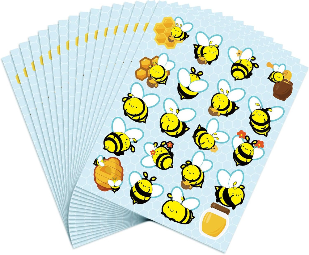 500 Pcs Waterproof Bee Stickers 25 Sheets 20 Styles Cartoon Self-Adhesive Honey