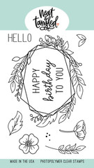 Neat and Tangled Acrylic Stamps FLORAL FRAME HAPPY BIRTHDAY