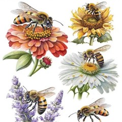 Violette Stickers – 1 Bee & Flower Garden Sticker Sheet – Stationery Scrapbooks