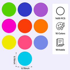 Color Coding Labels 1400 Pieces Round Stickers Sticky Dots for Office Classroom