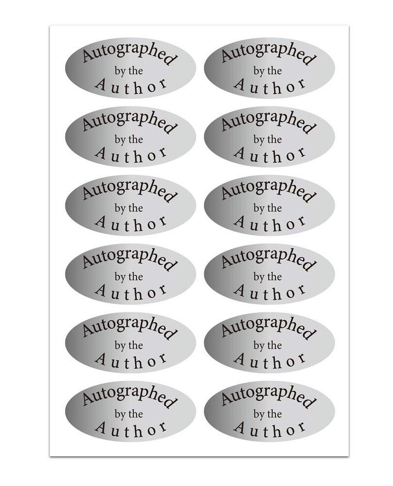 Silver Foil Autographed Label Stickers 1 x 2 Inch Oval Autographed by The Aut…