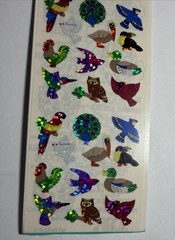 Vintage Sandylion Prismatic Bird Mini Stickers Peacock Toucan Parrot Cardinal