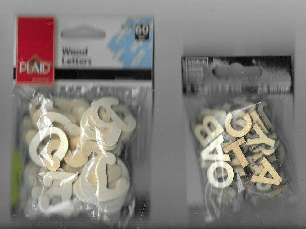 WOOD LETTERS AND CARDBOARD LETTERS FOR PAPERCRAFTING,GROUP OF THREE.