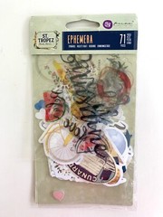 Lot of PRIMA St Tropez Scrapbooking Paper Puffy Stickers Ephemera Clear Stamps